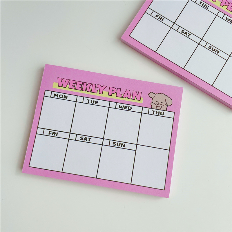 Dessin animé mignon chiot rose - Meal Plan Notepad avis et prix