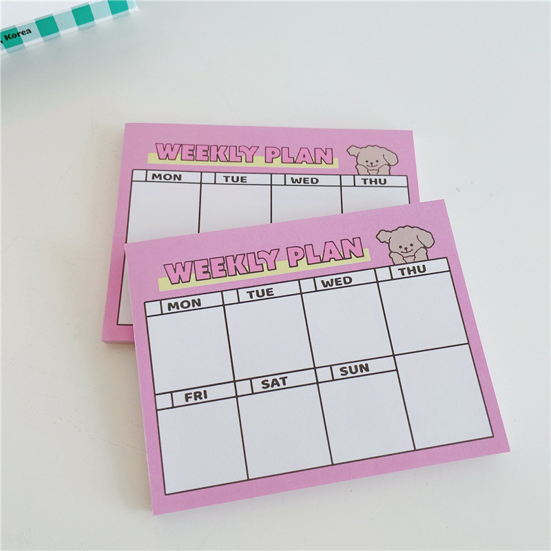 Dessin animé mignon chiot rose - Meal Plan Notepad avis et prix