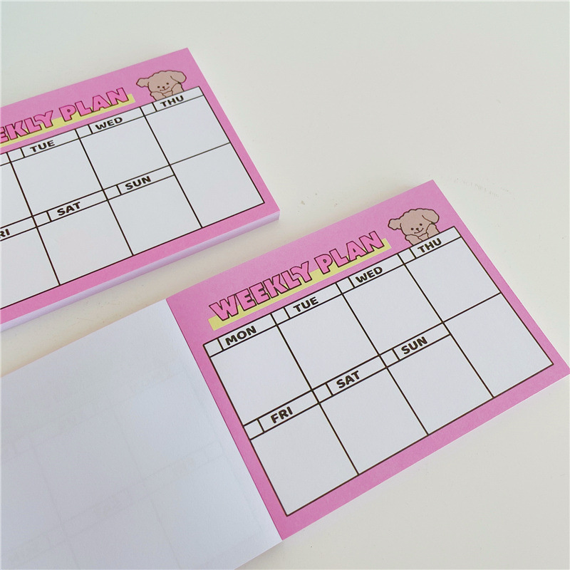 Dessin animé mignon chiot rose - Meal Plan Notepad avis et prix